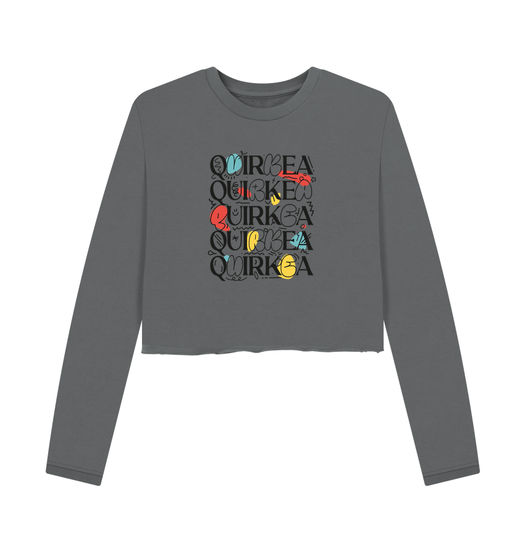 Slate Grey Quirkea Colour Typography Women's Boxy Jumper