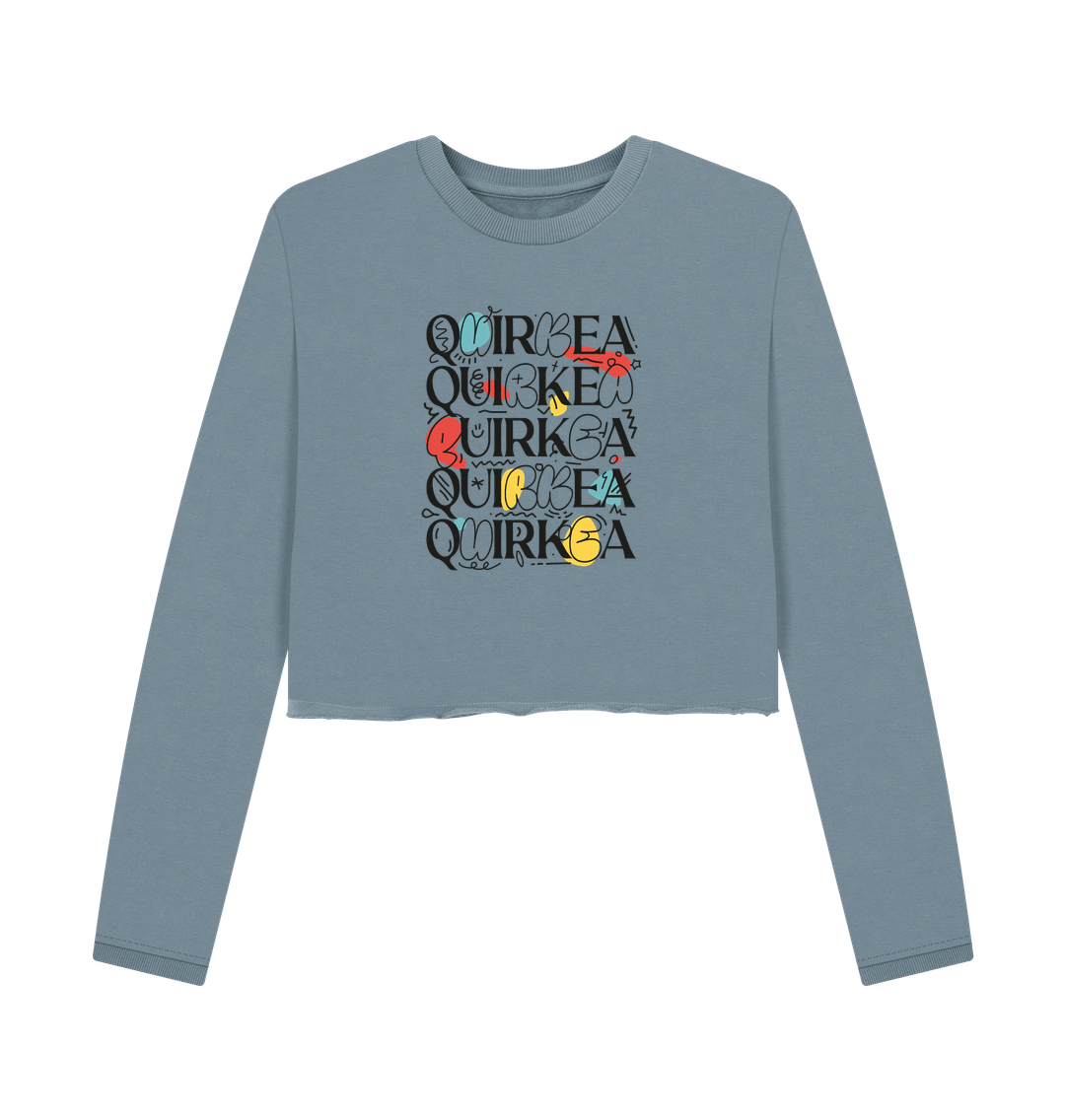 Stone Blue Quirkea Colour Typography Women's Boxy Jumper