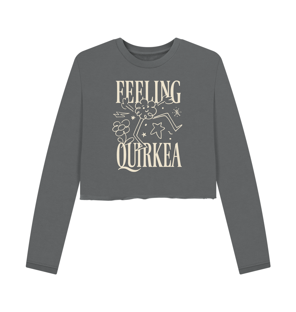 Slate Grey Printed Boxy Jumpers Front