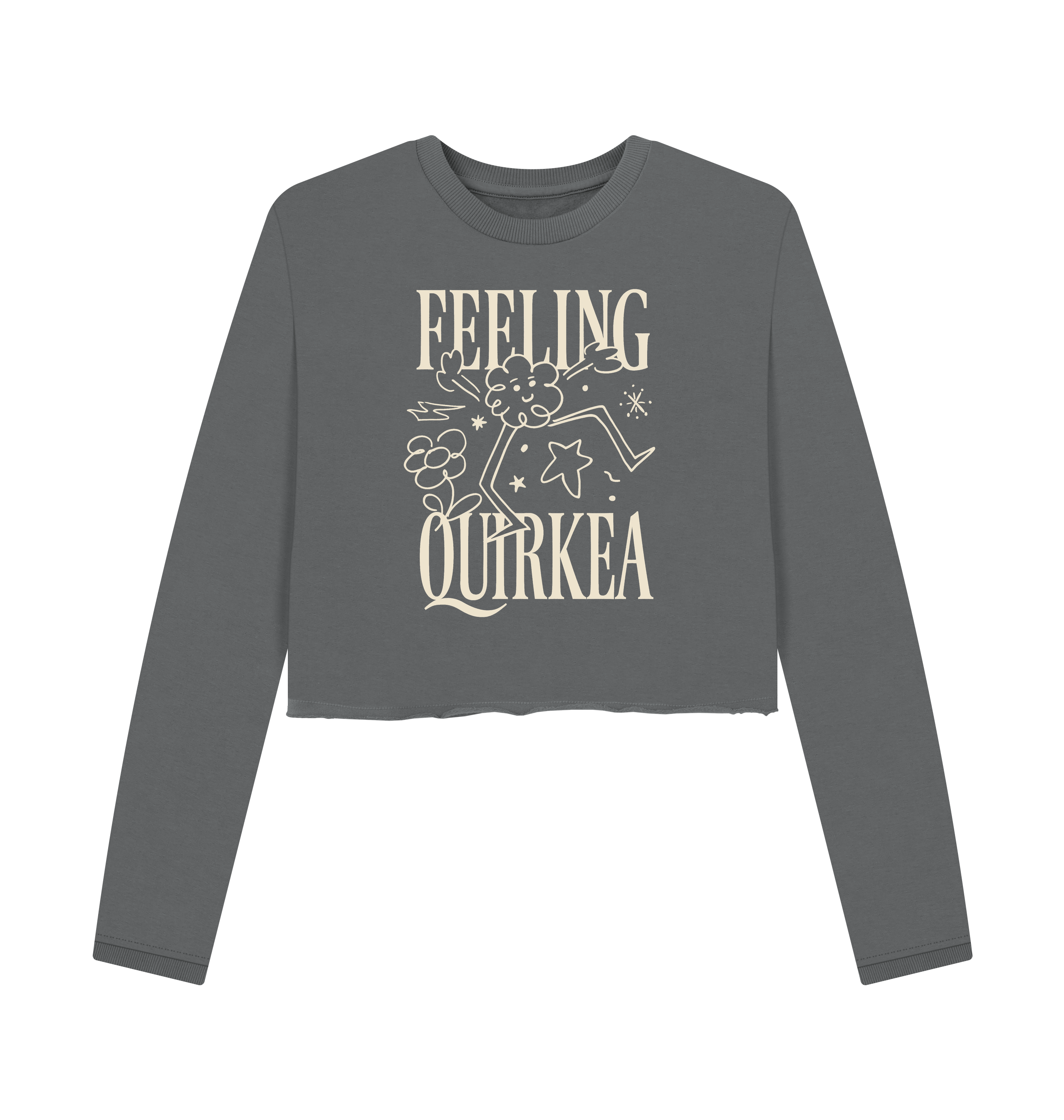 Slate Grey Printed Boxy Jumpers Front