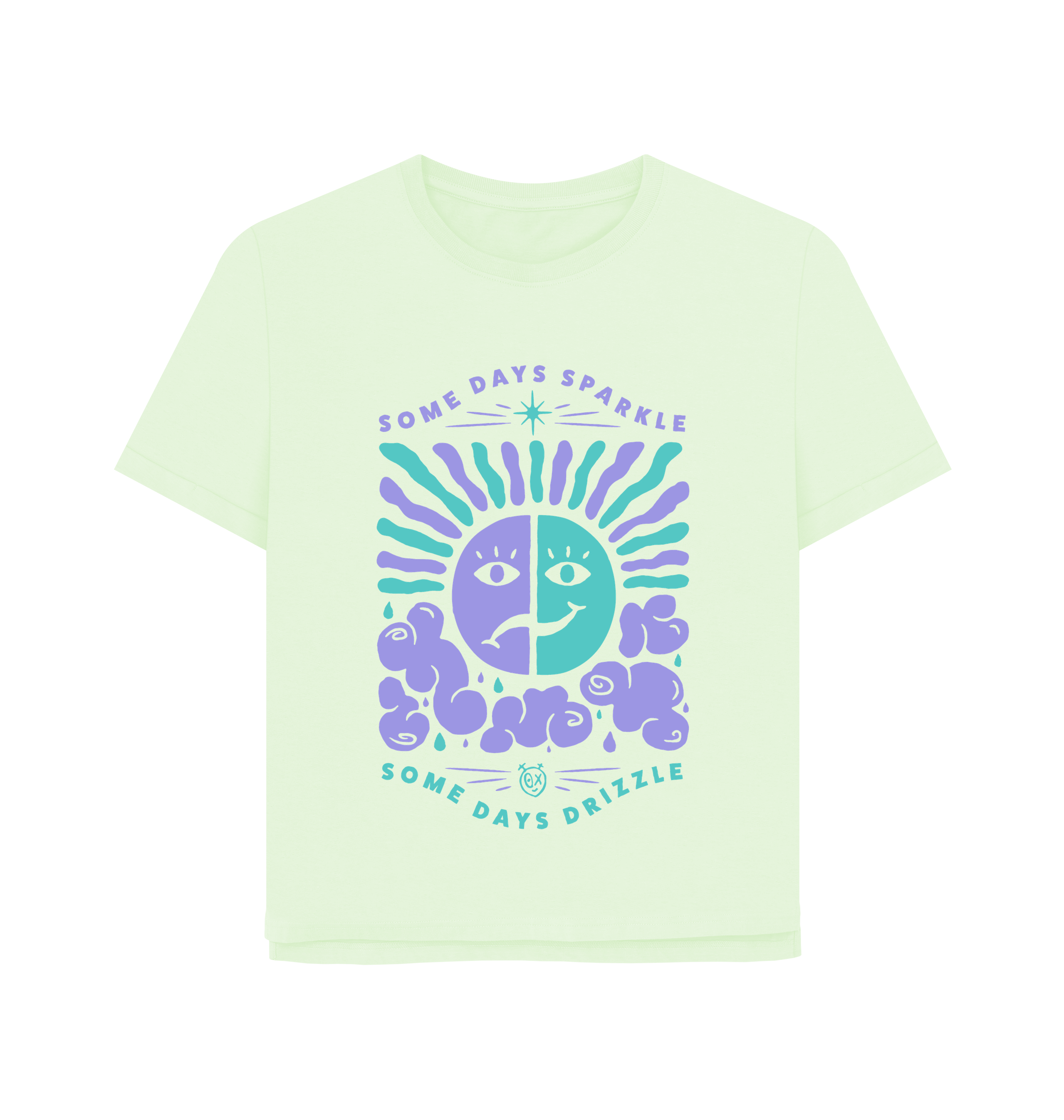 Pastel Green Printed T-shirt Front