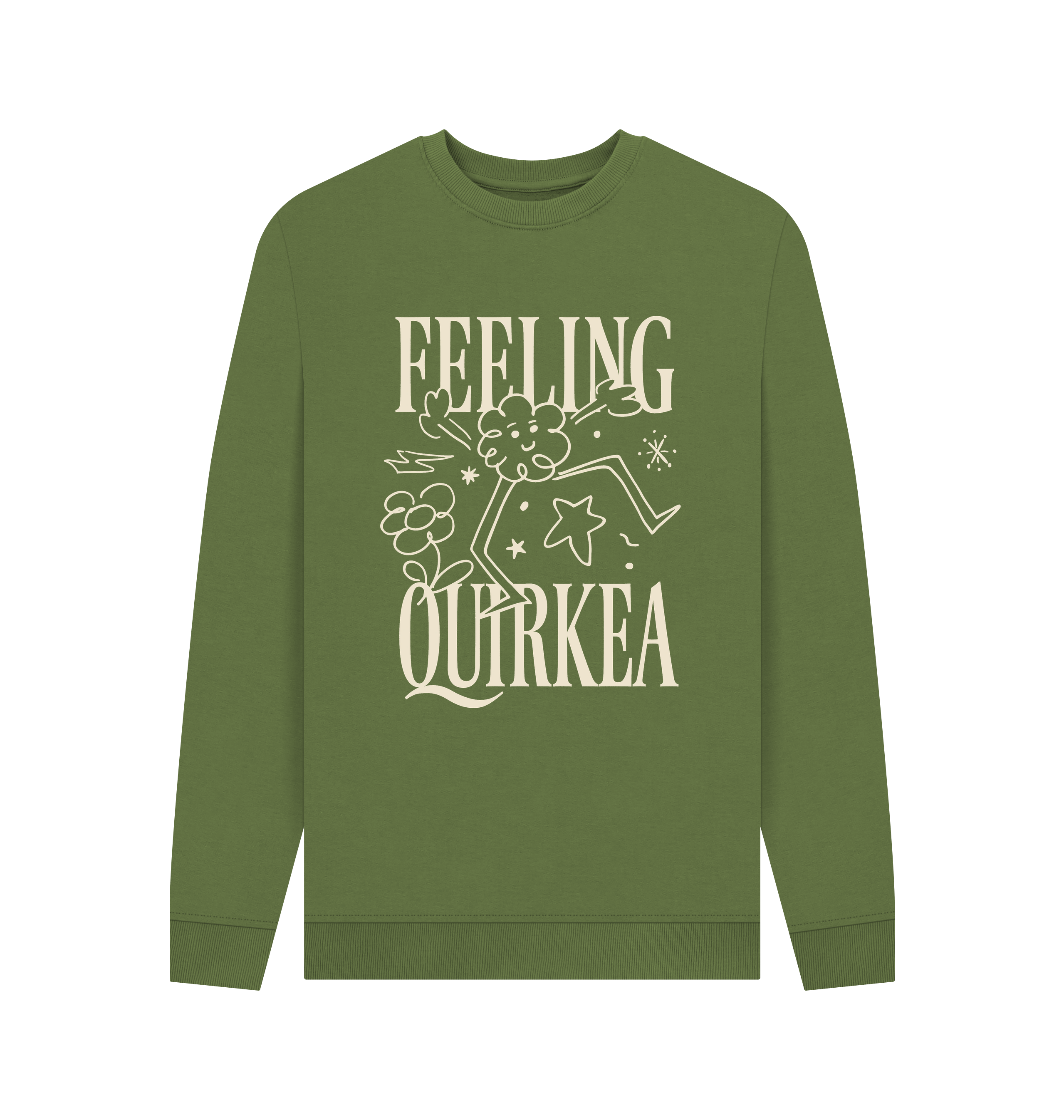 Khaki Printed Sweater Front
